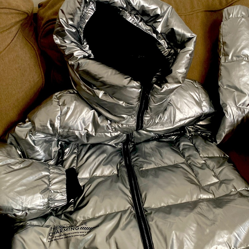 Silver long winter coat